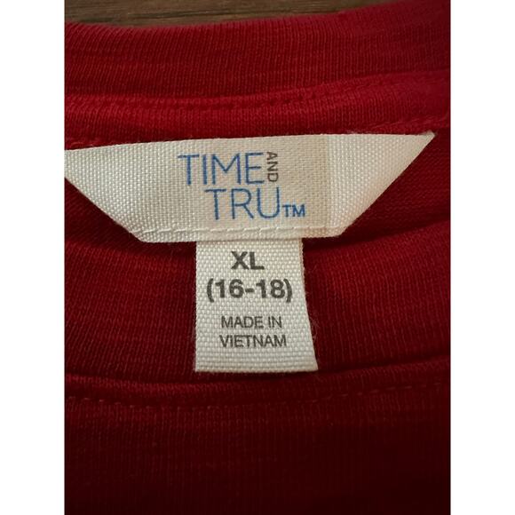 Time and Tru Red Faux Wrap Cotton Blend Dress - Size XL - NWT Affordable Fashion - Picture 3 of 6